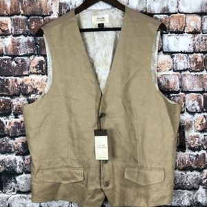 $89 Mens Tasso Elba NEW XL Tan Beige BUTTON VEST
